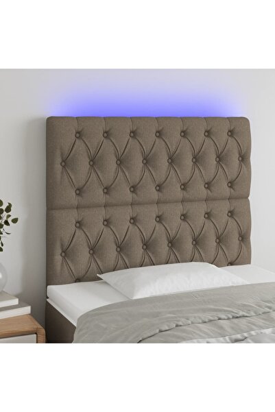 Concept Tăblie de pat cu LED, gri taupe, 90x7x118/128 cm, textil
