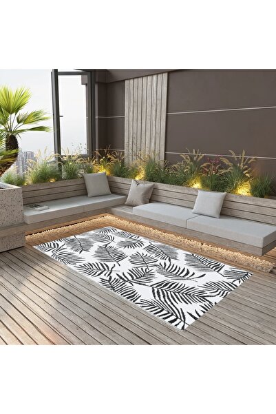 Concept Covor de exterior, alb și negru, 80x150 cm, PP