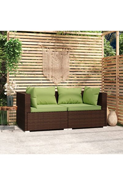 Concept Διθέσιος καναπές με μαξιλάρια, καφέ, πολυρατάν