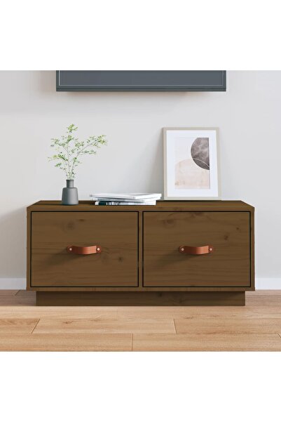 Concept Comodă TV, maro miere, 80x34x35 cm, lemn masiv de pin