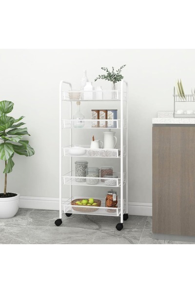 Concept Τροχήλατο τρόλεϊ κουζίνας, 5 επίπεδα, λευκό, 46x26x105 cm, σιδερένιο