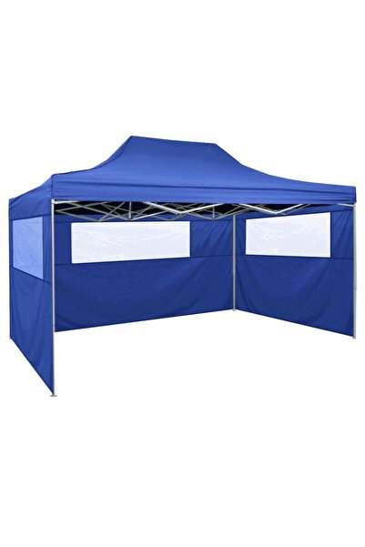 Concept Cort de petrecere pliabil cu 3 pereți, albastru, 3 x 4 m, oțel