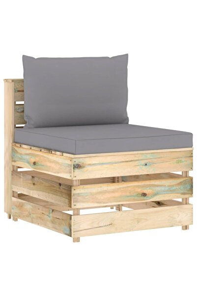 Concept Canapea de mijloc modulară cu perne, lemn verde tratat