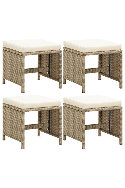 Concept Taburete de grădină cu perne, 4 buc., bej, poliratan