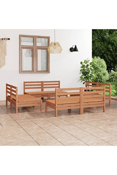 Concept Σετ επίπλων κήπου, 8 τεμάχια, μελί καφέ, μασίφ ξύλο πεύκου