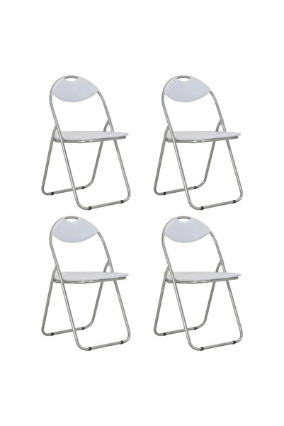 Concept Πτυσσόμενες καρέκλες κουζίνας, 4 τεμ., λευκές, οικολογικό Δερμάτινο