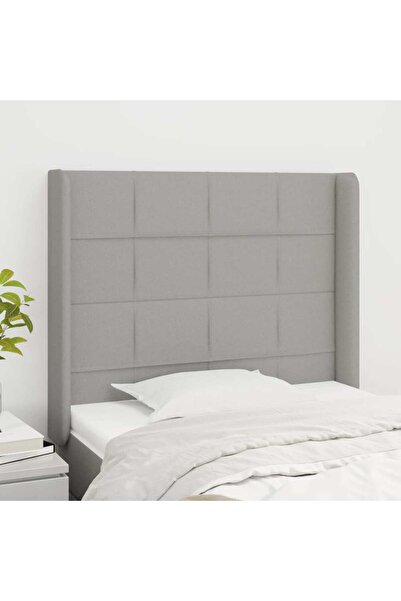 Concept Tăblie de pat cu aripioare gri deschis 93x16x118/128 cm textil