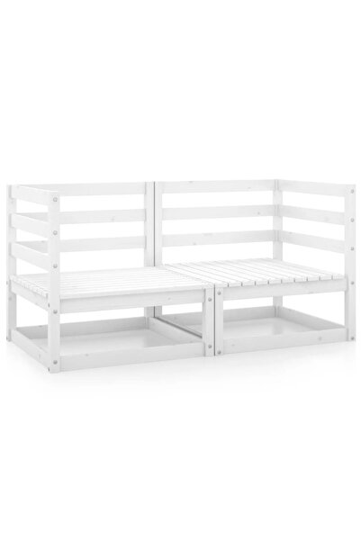 Concept Γωνιακοί καναπέδες κήπου, 2 τεμ., λευκοί, από μασίφ ξύλο πεύκου