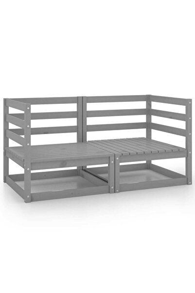 Concept Γωνιακοί καναπέδες κήπου, 2 τεμ., γκρι, από μασίφ ξύλο πεύκου