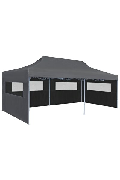 Concept Cort petrecere pliabil cu pereți laterali, antracit, 3 x 6 m