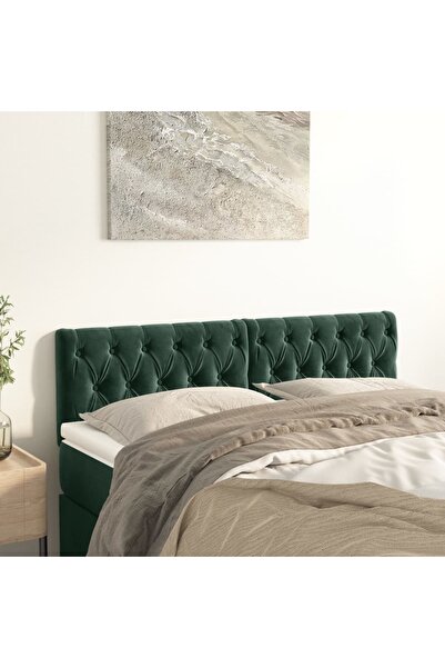 Concept Tăblii de pat, 2 buc, verde închis, 80x7x78/88 cm, catifea