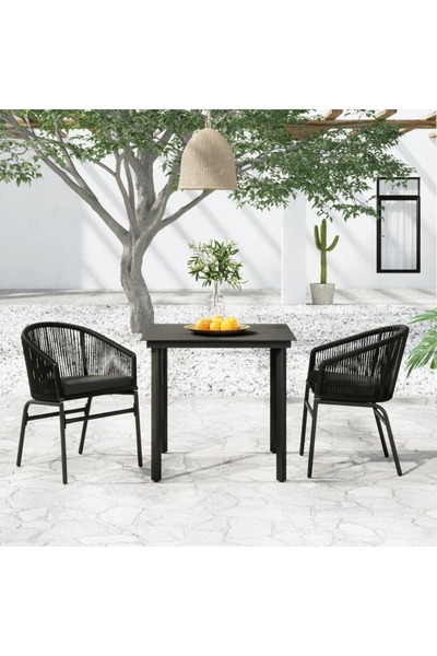 Concept Set de mobilier pentru grădină, 3 piese, negru