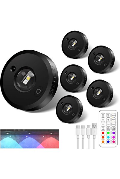 OEM Lampki LED RGB do szafki 6 sztuk z pilotem USB akumulatorowe RUYI