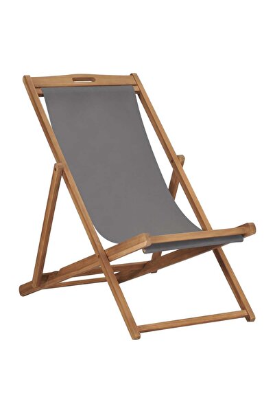 Concept Πτυσσόμενη καρέκλα θαλάσσης, γκρι, μασίφ ξύλο τικ