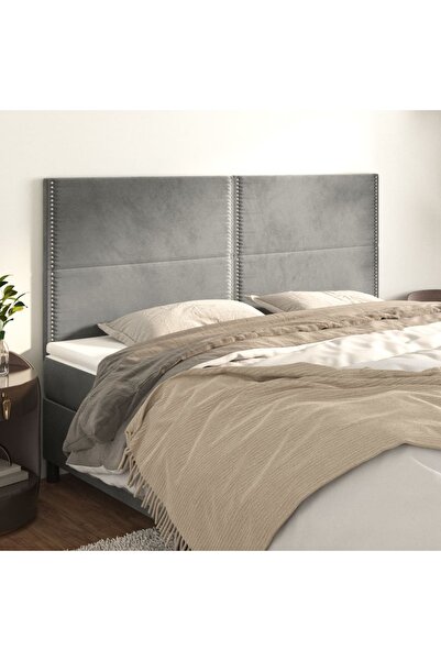 Concept Κομοδίνα, 4 τεμάχια, ανοιχτό γκρι, 100x5x78/88 cm, Βελούδο