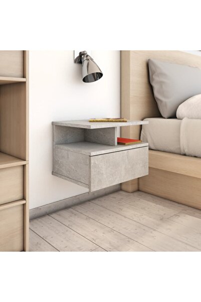 Concept Noptiere suspendate, 2 buc., gri beton, 40x31x27 cm, PAL