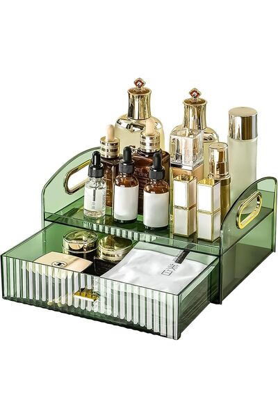 Arabest Stackable Countertop Organizer, Portable Drawer Display Box, Green