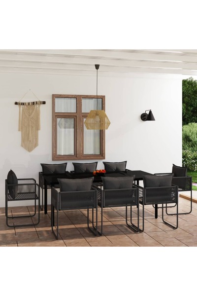 Concept Σετ επίπλων κήπου, 9 τεμάχια, μαύρο