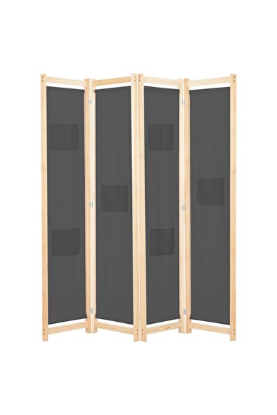Concept Paravan de cameră cu 4 panouri, gri, 160x170x4 cm, textil