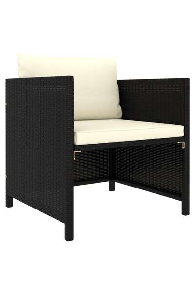 Concept Καναπές κήπου με μαξιλάρια, μαύρος, πολυρατάν