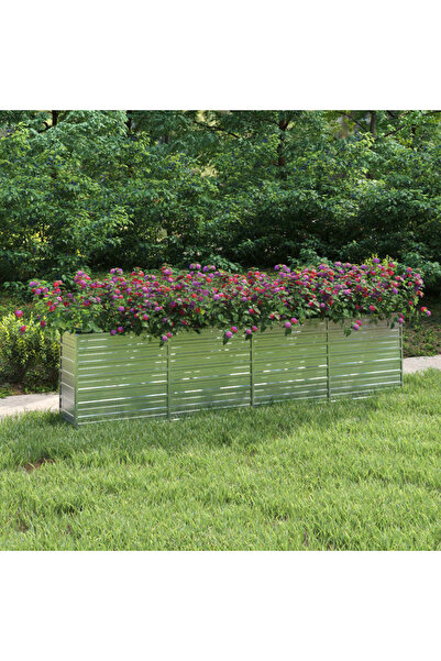 Concept Ασημί υπερυψωμένο παρτέρι κήπου 320x40x77 cm από γαλβανισμένο ατσάλι