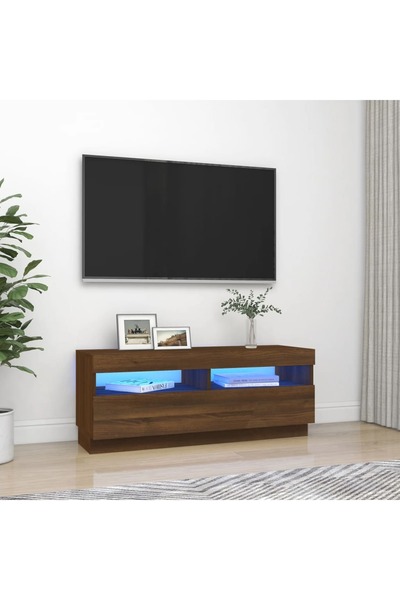 Concept Comodă TV cu lumini LED, stejar maro, 100x35x40 cm