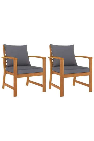 Concept Καρέκλες κήπου, 2 τεμ., σκούρο γκρι Μαξιλάρι , μασίφ ξύλο ακακίας