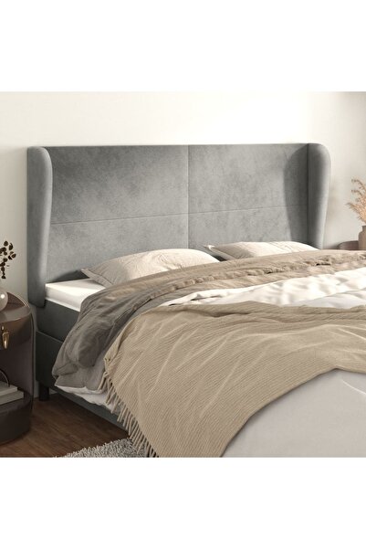 Concept Tăblie de pat cu aripioare gri deschis 163x23x118/128cm catifea