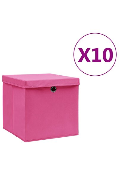 Concept Κουτιά αποθήκευσης με καπάκια, 10 τεμ., ροζ, 28x28x28 εκ.