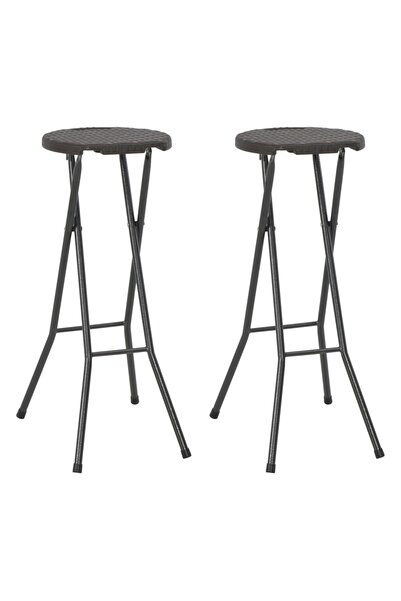 Concept Folding bar stools 2 pcs., brown, HDPE and steel, rattan look