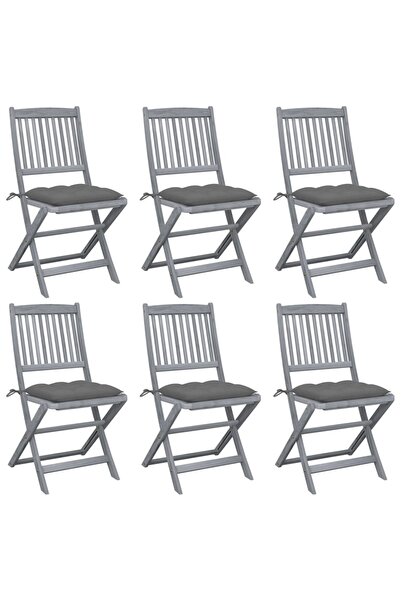 Concept Πτυσσόμενες καρέκλες εξωτερικού χώρου, με μαξιλάρια, 6 τεμ., από μασί...