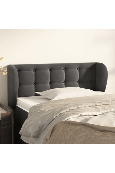 Concept Tăblie de pat cu aripioare gri închis 103x23x78/88 cm catifea
