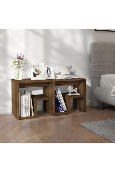 Concept Noptiere, 2 buc., stejar maro, 40x30x40 cm, lemn prelucrat