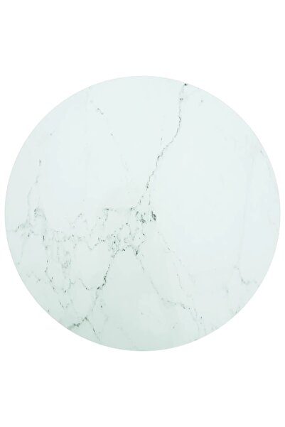 Concept Λευκή επιφάνεια τραπεζιού Ø90x1 cm από σκληρυμένο γυαλί με σχέδιο από...