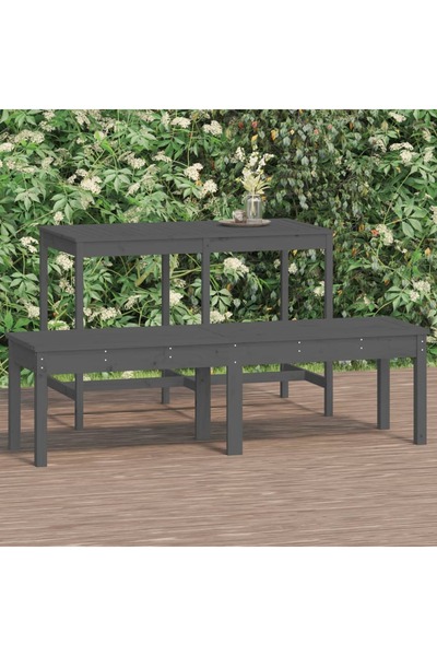 Concept Παγκάκι κήπου 2 θέσεων, γκρι, 159,5x44x45 cm, μασίφ ξύλο πεύκου
