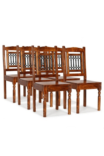 Concept Scaune bucătărie, 6 buc, lemn masiv cu finisaj sheesham, clasic