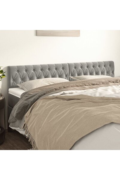 Concept Tăblii de pat, 2 buc, gri deschis, 90x7x78/88 cm, catifea