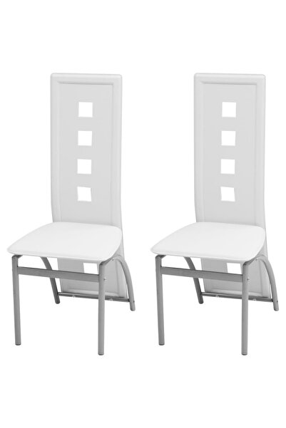 Concept Καρέκλες κουζίνας, 2 τεμ., λευκές, οικολογικό Δερμάτινο