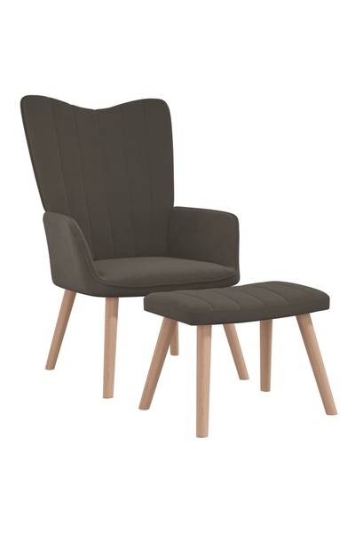 Concept Πολυθρόνα με σκαμπό, σκούρο γκρι, Βελούδο