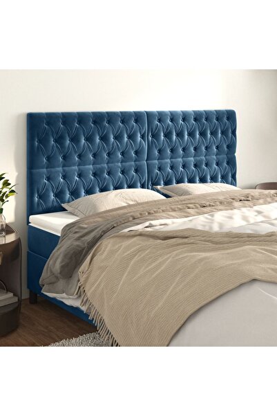 Concept Tăblii de pat, 4 buc, albastru închis, 90x7x78/88 cm, catifea