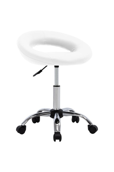 Concept Scaun de bucătărie pivotant, alb, piele ecologică