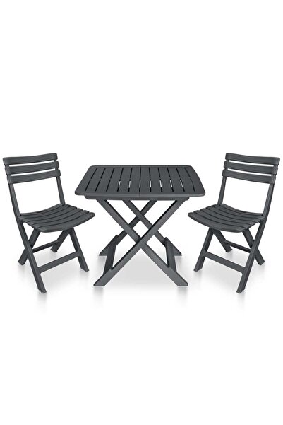 Concept Set mobilier de bistro pliabil, 3 piese, antracit, plastic