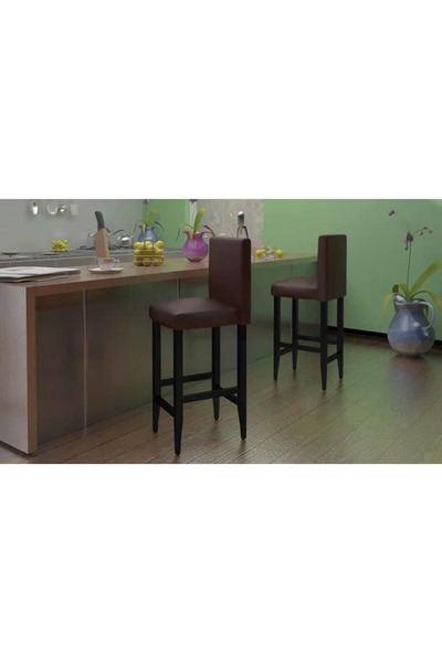 Concept Σκαμπό μπαρ, 4 τεμ., σκούρο καφέ, οικολογικό Δερμάτινο