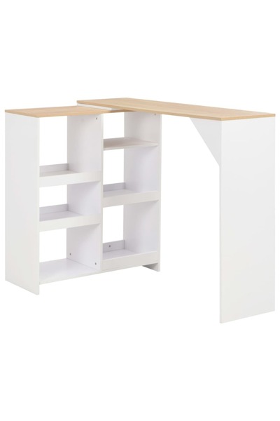 Concept Τραπέζι μπαρ με κινητό ράφι, λευκό, 138x39x110 εκ.