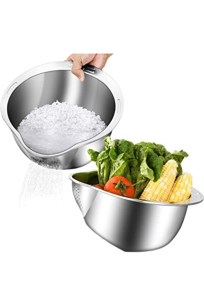 Arabest وعاء غسيل وتصفية الأرز، وعاء غسيل 4 في 1، مصفاة من الفولاذ المقاوم لل...