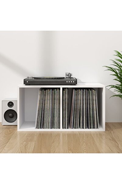 Concept Κουτί αποθήκευσης βινυλίου, λευκό, 71x34x36 cm, μοριοσανίδα