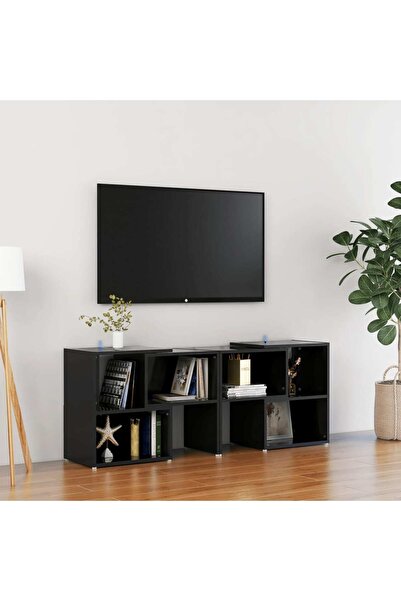 Concept Έπιπλο τηλεόρασης, γυαλιστερό μαύρο, 104x30x52 cm, μοριοσανίδα