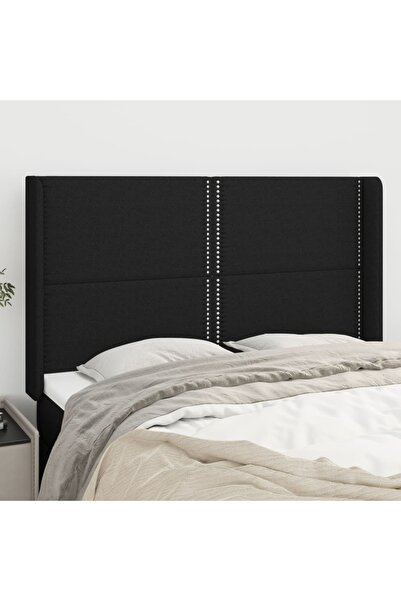 Concept Κεφαλάρι κρεβατιού με φτερά, μαύρο, 147x16x118/128 cm, ύφασμα