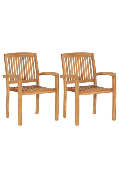 Concept Στοιβαζόμενες καρέκλες κήπου, 2 τεμ., μασίφ ξύλο τικ