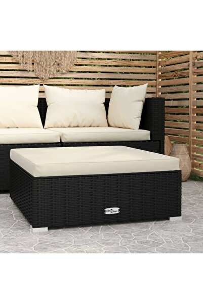 Concept Σκαμπό κήπου με Μαξιλάρι, μαύρο, 70x70x30 cm, πολυρατάν